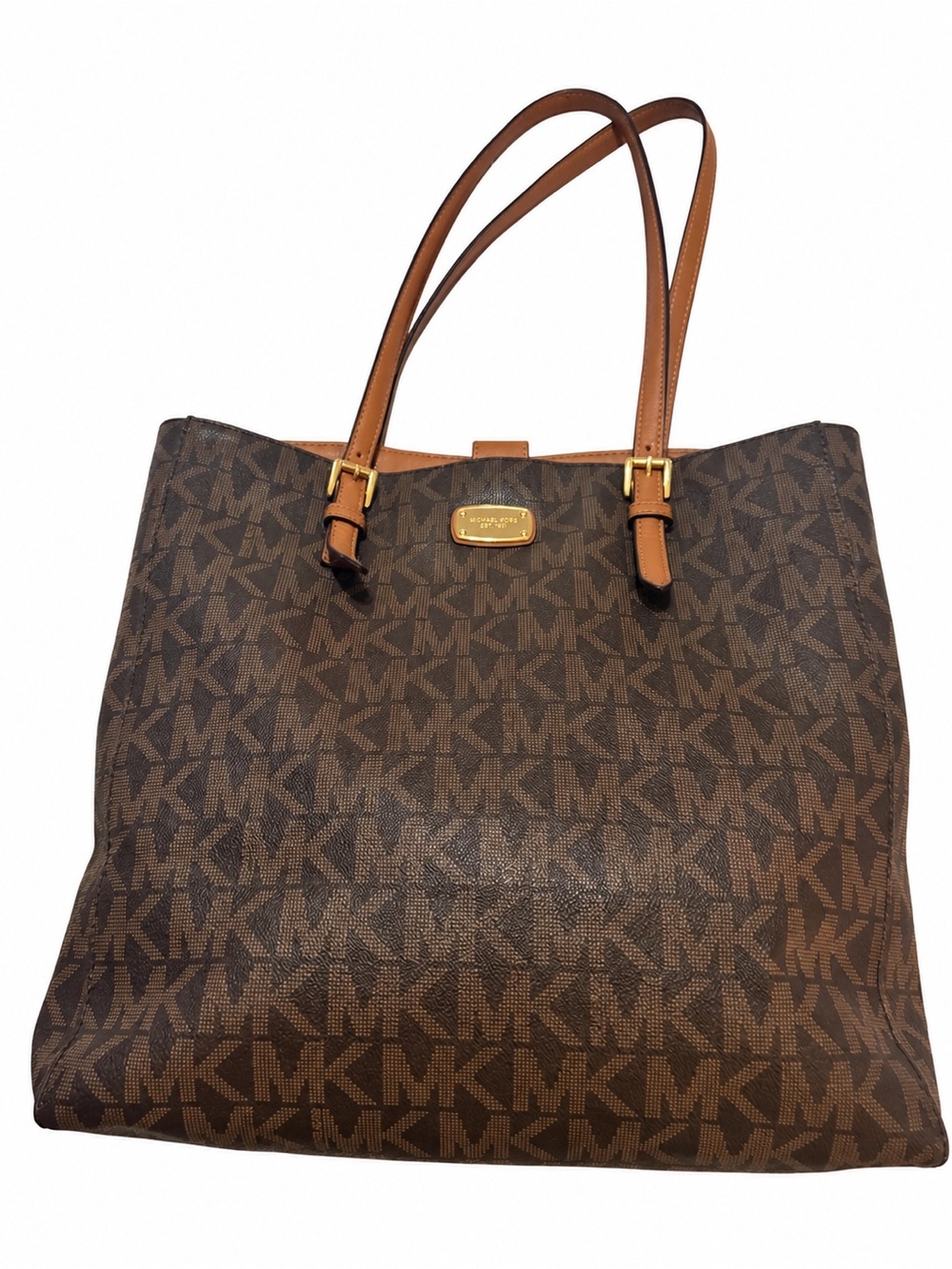 Michael Kors Brown and Tan MK Logo Tote